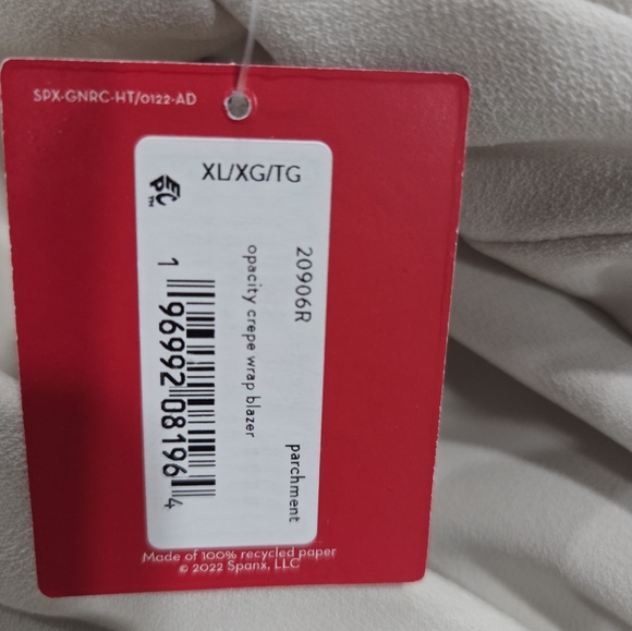 Spanx Opacity Crepe Wrap Blazer In Parchment Womens Size XL - Picture 9 of 12